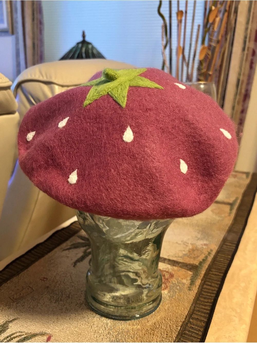 Raspberry Beret - Handmade Felted Wool French Beret Hat Made in Tasmania O/S